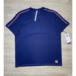 *NWT Men's MEDIUM Fila Essentials Heritage Jacquard Tennis Shirt Sleeve Crew Tee